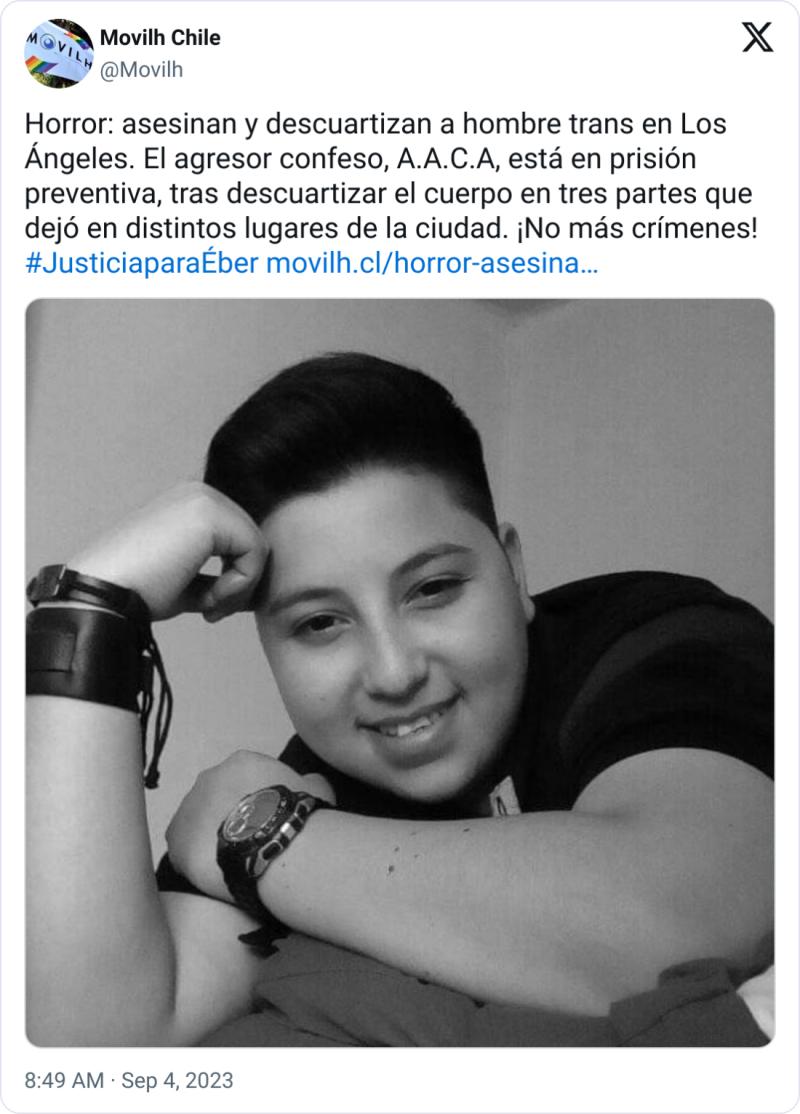 X @Movilh - Asesinato de joven trans: Prisión preventiva para presunto autor