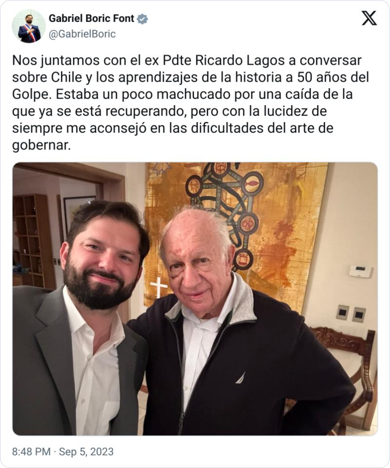 X @gabrielboric - Presidente Boric se reúne con RIcardo Lagos