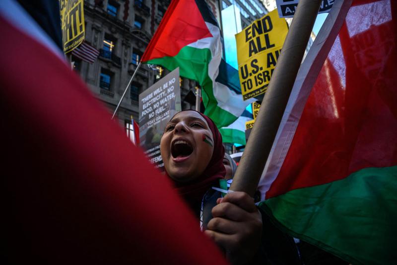 AFP - Manifestantes apoyan a Palestina en Nueva York.