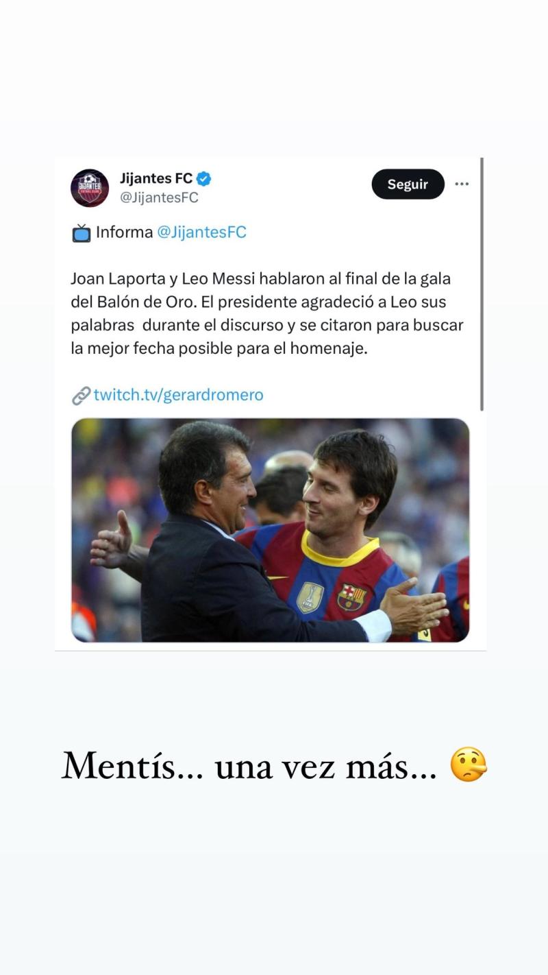 Lionel Messi se lanzó con todo contra Gerard Romero tras ganar el Balón de Oro - Créditos: Instagram @leomessi