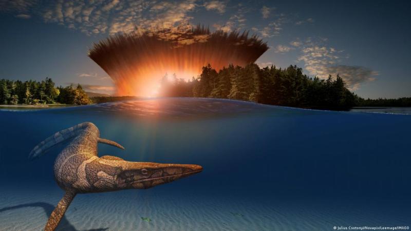 Julius Csotonyi/Novapix/Leemage/IMAGO - Representación del impacto del meteorito que extinguió a los dinosaurios hace 66 millones de años.