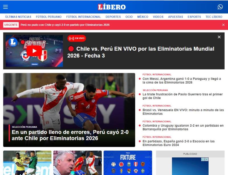 Captura - Portada en Perú tras derrota