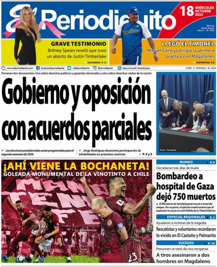 Otra portada de un diario venezolana.