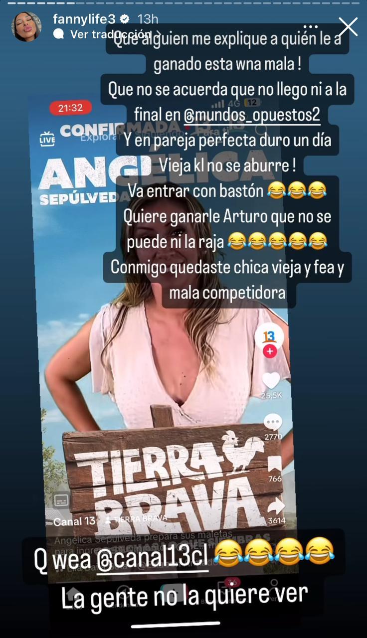 Instagram (@fannylife3) - Insultos de Fanny Cuevas a Angélica Sepúlveda