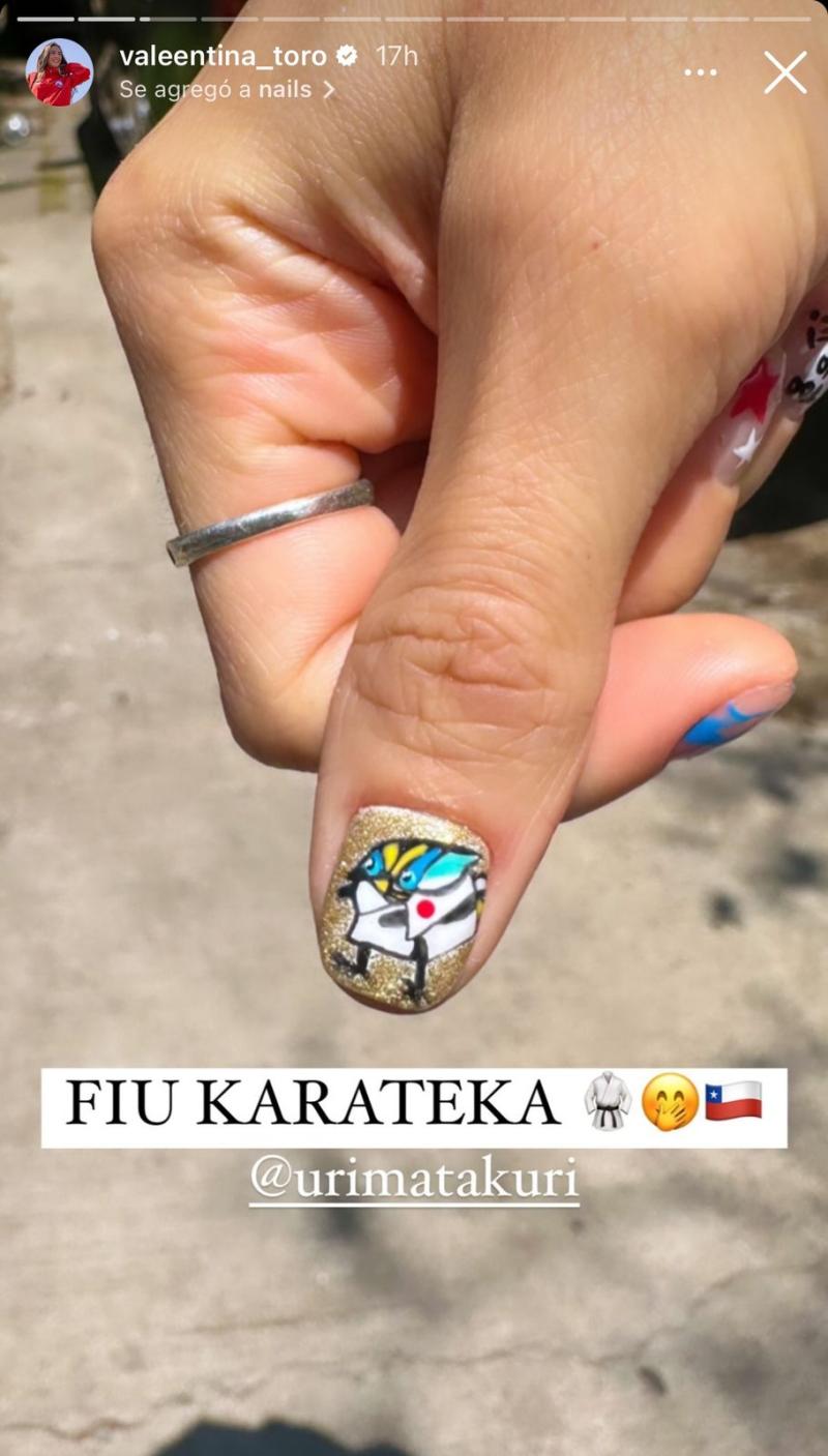 Valentina Toro se hizo un Fiu karateka en sus uñas - Créditos: Instagram