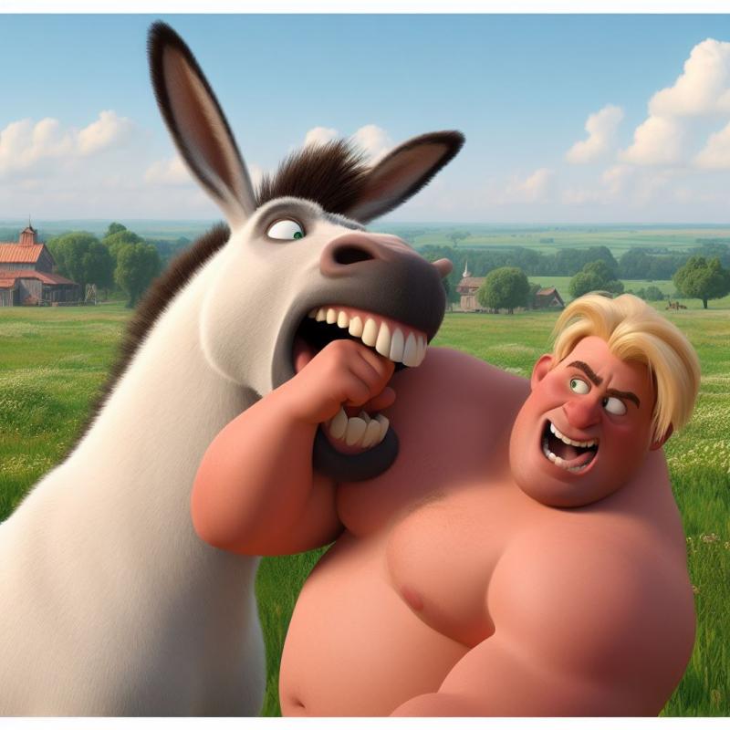 Mordida burro a Junior, estilo Disney Pixar