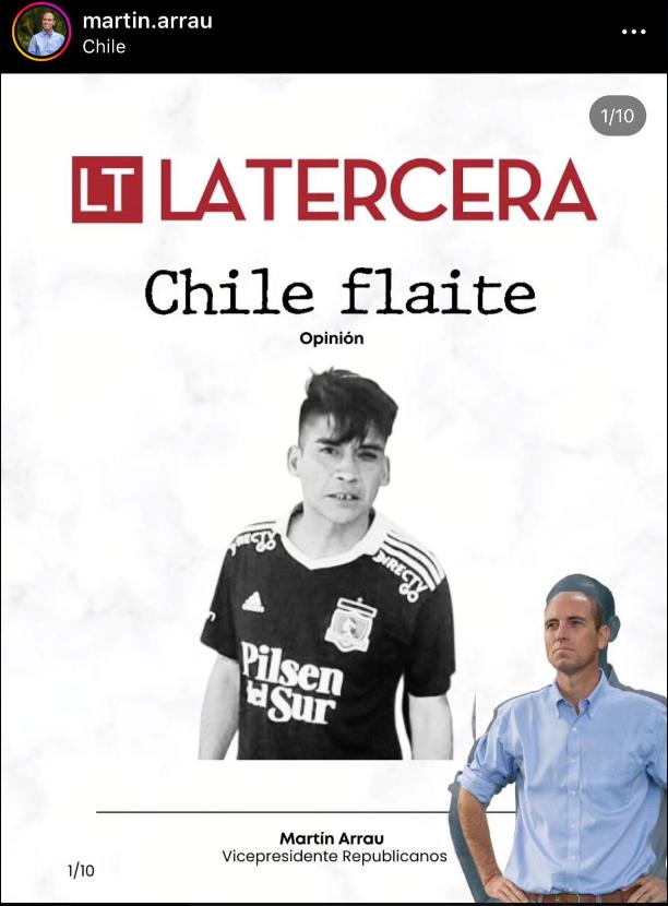Esta fue la columna de Martin Arrau con la foto de un hincha de Colo Colo titulada "Chile Flaite" - Créditos: Captura