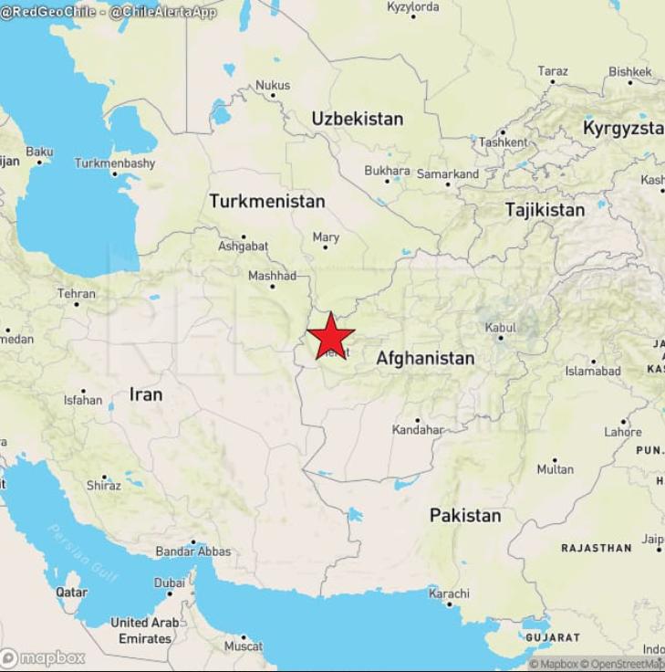 Captura Red Geocientífica de Chile - Temblor en Afganistán