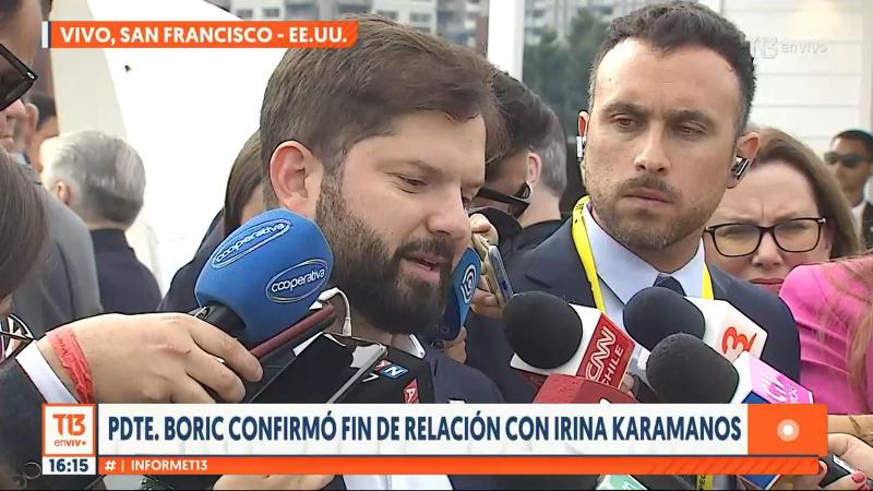 Boric tras fin de relación con Irina Karamanos: "Estoy consciente de mi función, pero como toda persona, tenemos corazón"