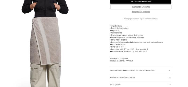 Captura - Balenciaga lanzó falda toalla