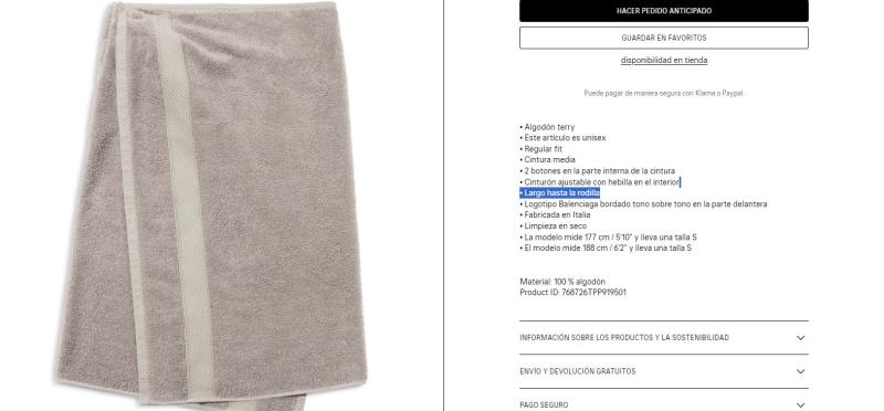 Captura - Balenciaga lanzó falda toalla