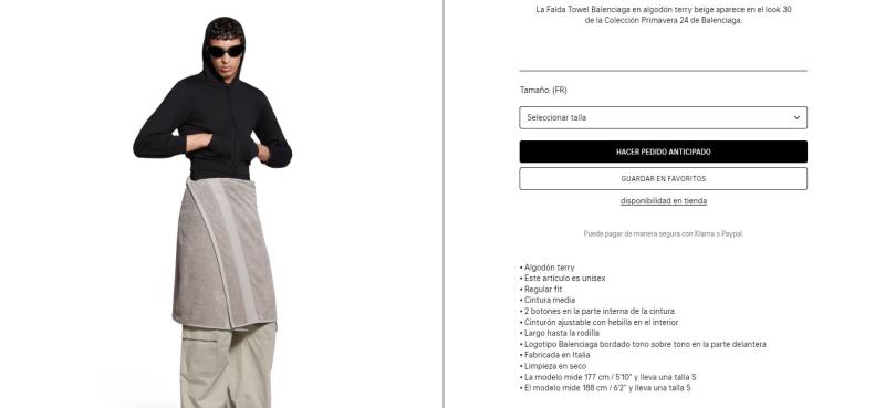 Captura - Balenciaga lanzó falda toalla