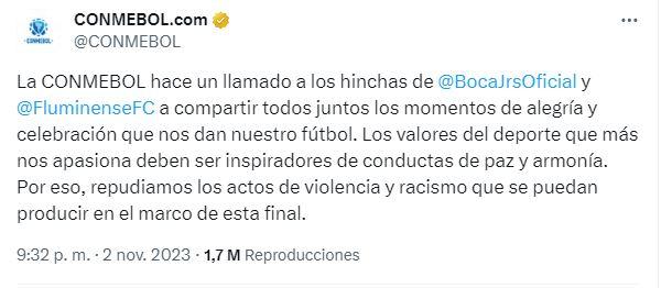 X - Conmebol sobre hinchas de Boca y Fluminense.