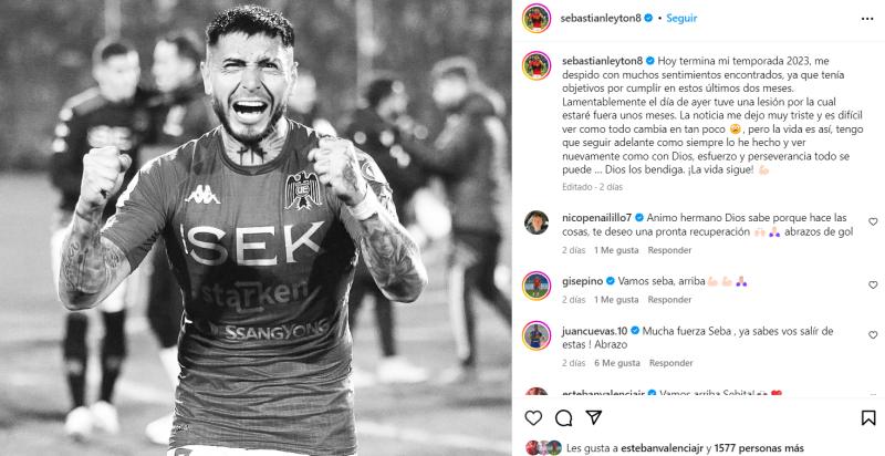 Sebastián Leyton sufrió grave lesión en Unión Española - Crédito: @sebastianleyton8