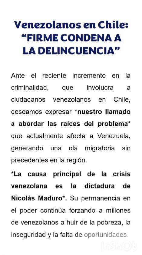 Carta venezolanos en Chile