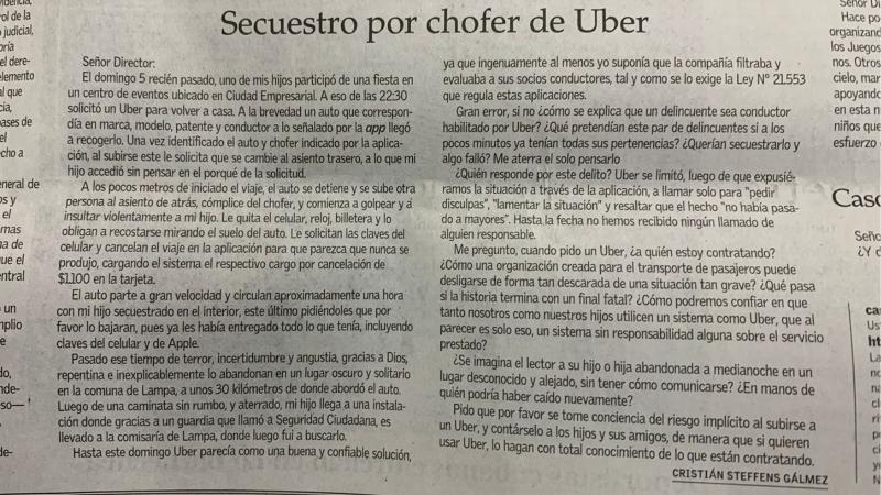 Secuestro de chofer de Uber