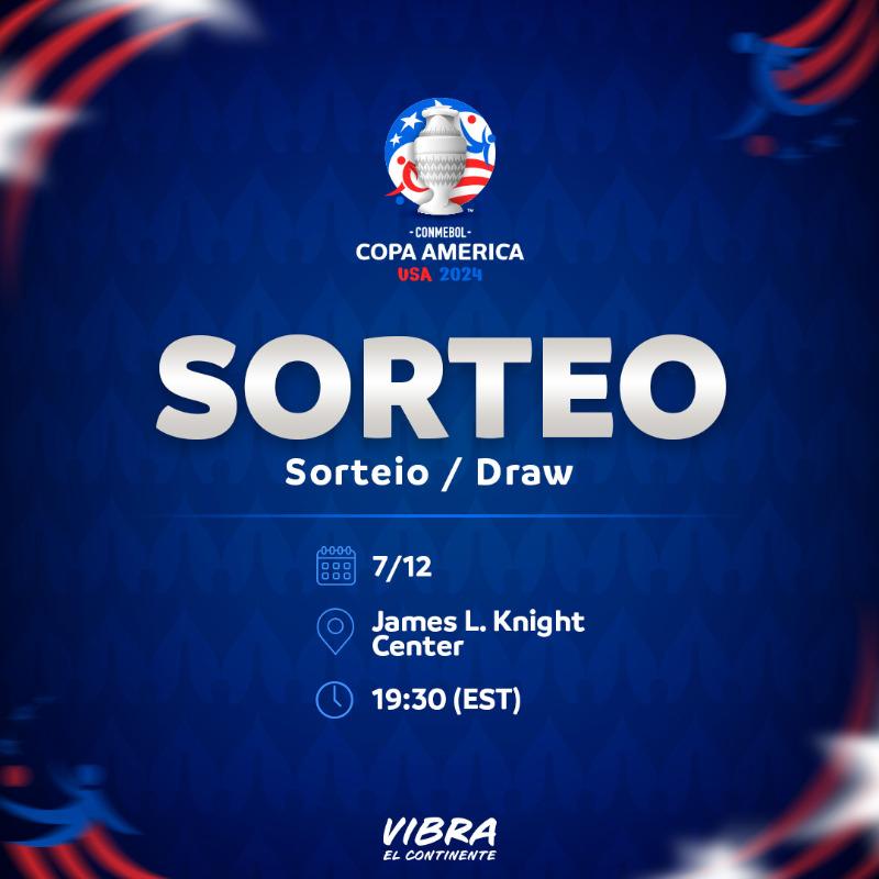 El sorteo de la Copa América 2024 será el 07 de diciembre.