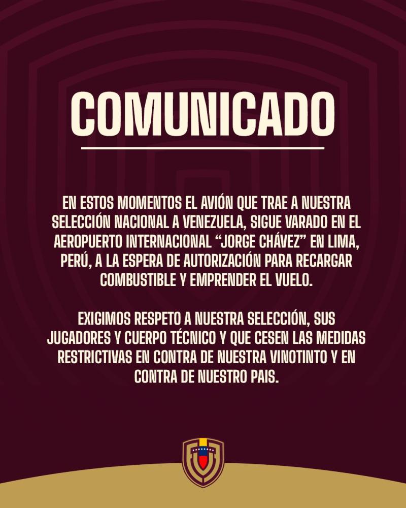 El comunicado de la Federación de Venezuela.