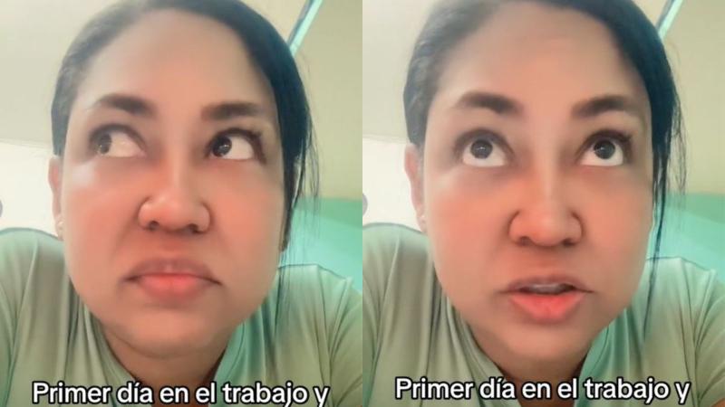 Captura TikTok - Joven llora tras su primer día de trabajo.