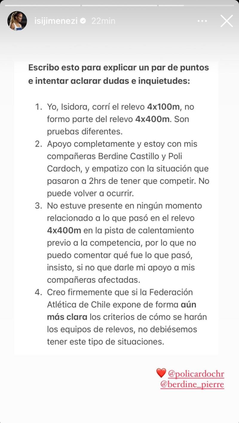 Instagram (@isijimenezi) - Mensaje de Isidora Jiménez