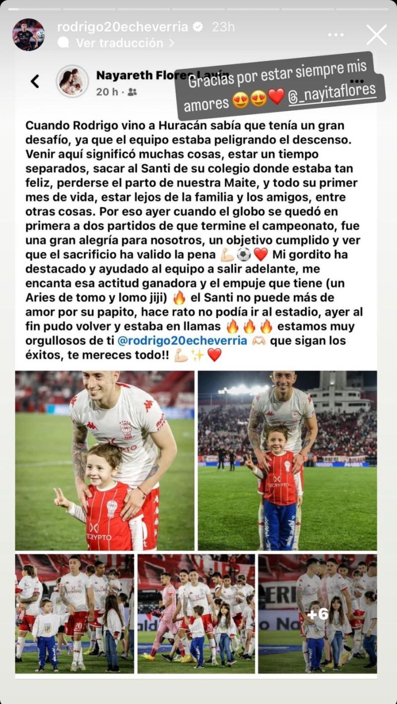 El mensaje de la esposa de Rodrigo Echeverría - Créditos: Instagram