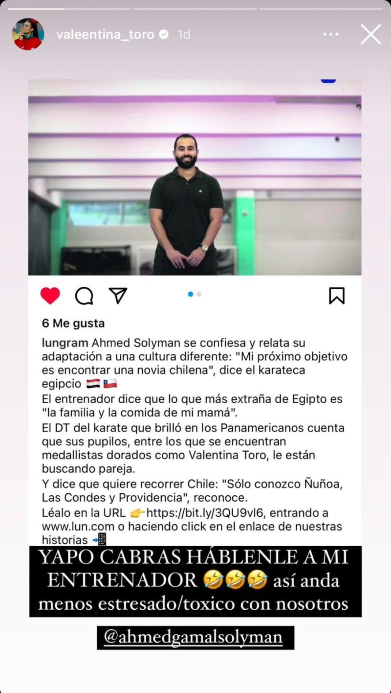 Valentina Toro se burló de su entrenador en redes sociales - Créditos: Instagram