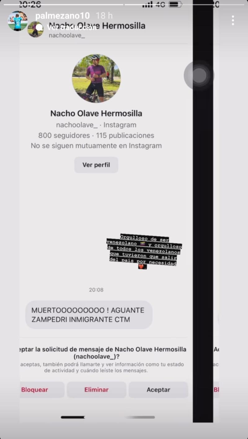 Brayan Palmezano denunció ataques xenófobos de hinchas de la UC / Foto: Captura