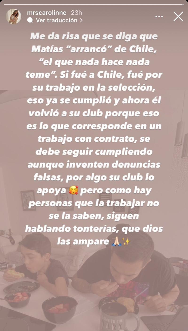 La publicación de la esposa de Matías Fernández - Créditos: Instagram