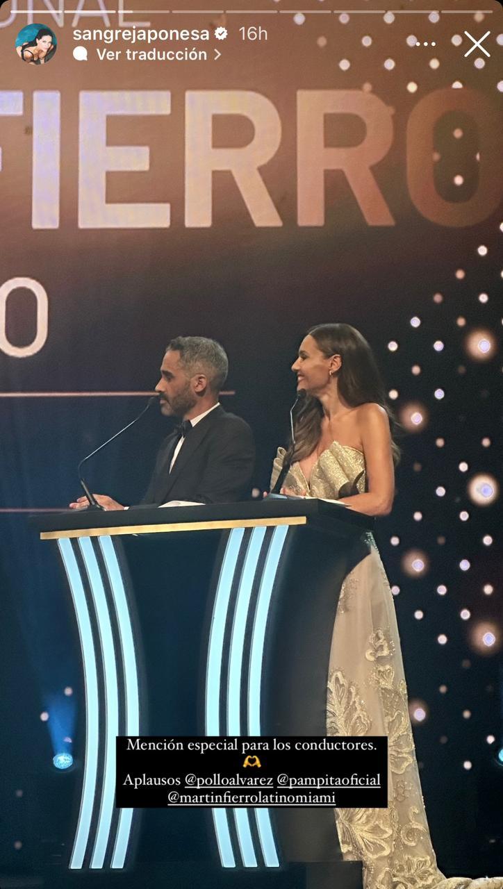 Instagram - China Suárez subió foto de Pampita en los Premios Martín Fierro