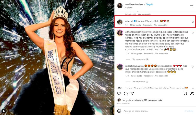Instagram - Mensaje de Celeste Viel a Camila Santander
