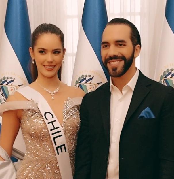 Miss Universo - Celeste Viel junto a Bukele