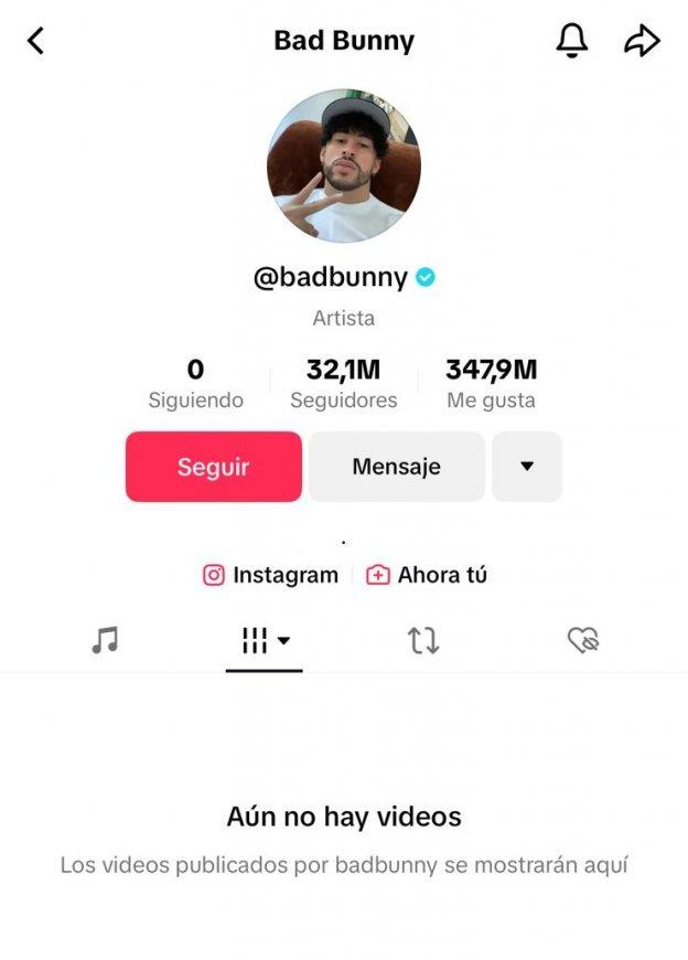Captura - TikTok de Bad Bunny.