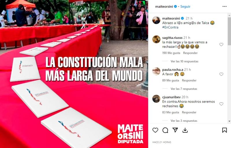 Instagram - Publicación de Maite Orsini