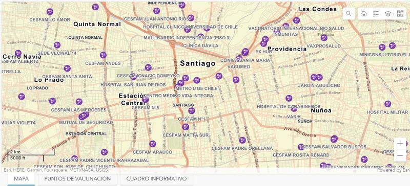 Mapa de vacunatorios Minsal