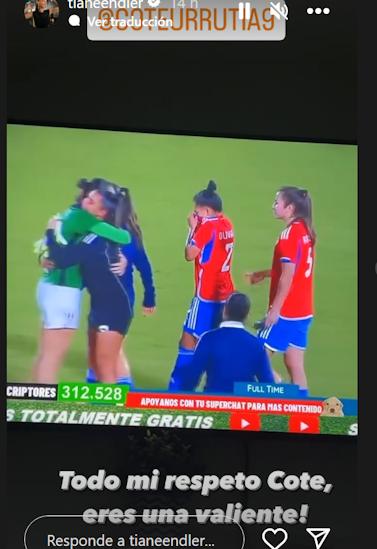 Tiane Endler dedicó mensaje a María José Urrutia.