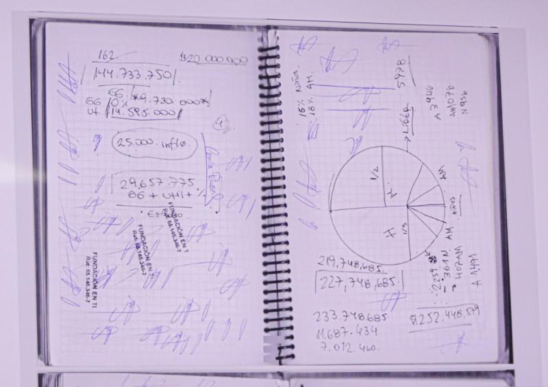 Cuaderno de Camila Polizzi mostrado por Fiscalía - Agencia Uno