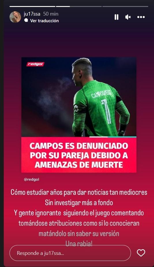 Hermana de Cristóbal Campos explota tras darse a conocer la denuncia contra el arquero. Imagen: Pantallazo.