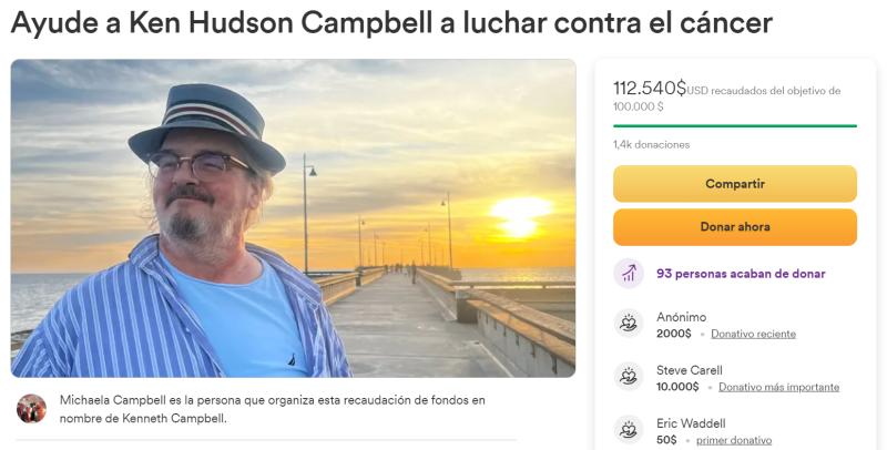 GoFundMe - Ken Hudson Campbell, actor de Mi pobre angelito
