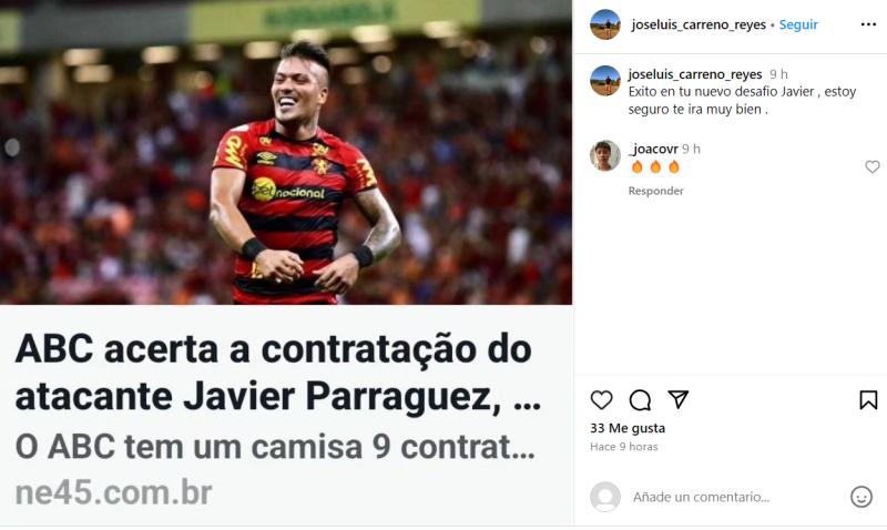 Javier Parraguez será nuevo jugador del ABC FC de Brasil. (Instagram)