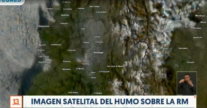 T13 - Imagen satelital muestra extensión de humo en la RM