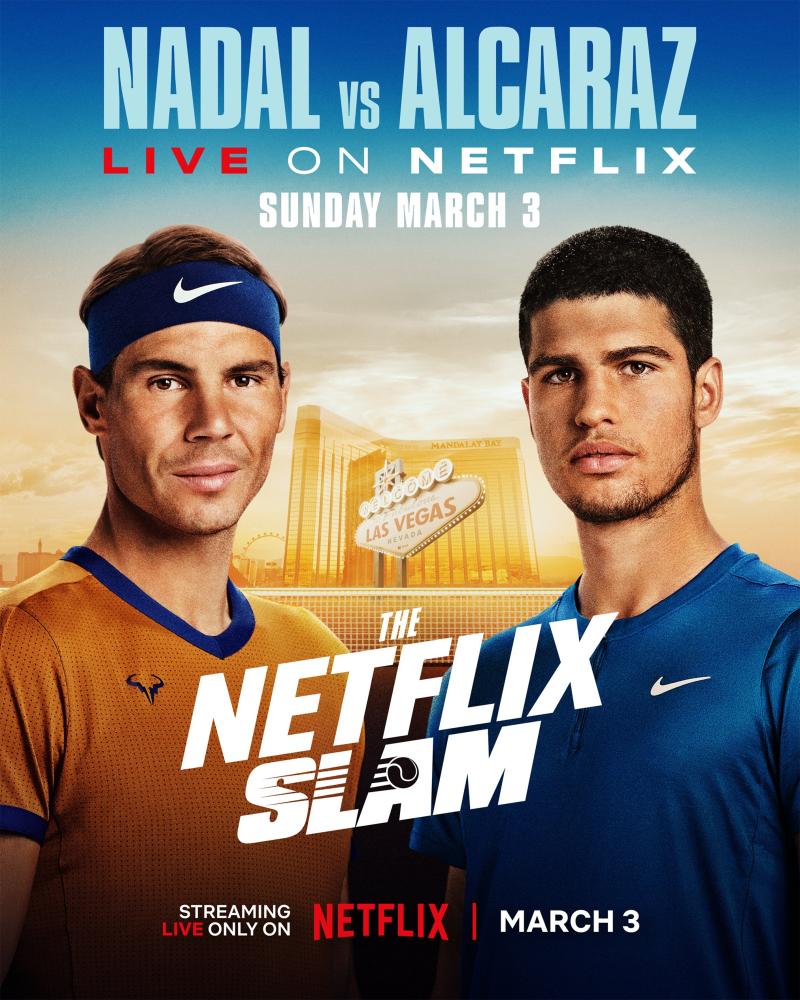 Rafael Nadal y Carlos Alcaraz se enfrentarán en duelo de exhibición. Imagen: Netflix.