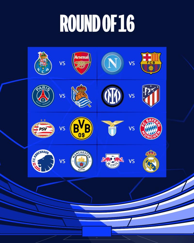 El sorteo de los octavos de la Champions League dejó cruces imperdibles. / Foto: @ChampionsLeague