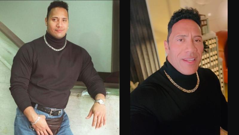 Dwayne Johnson, "La Roca", recrea viral look noventero en hilarante video