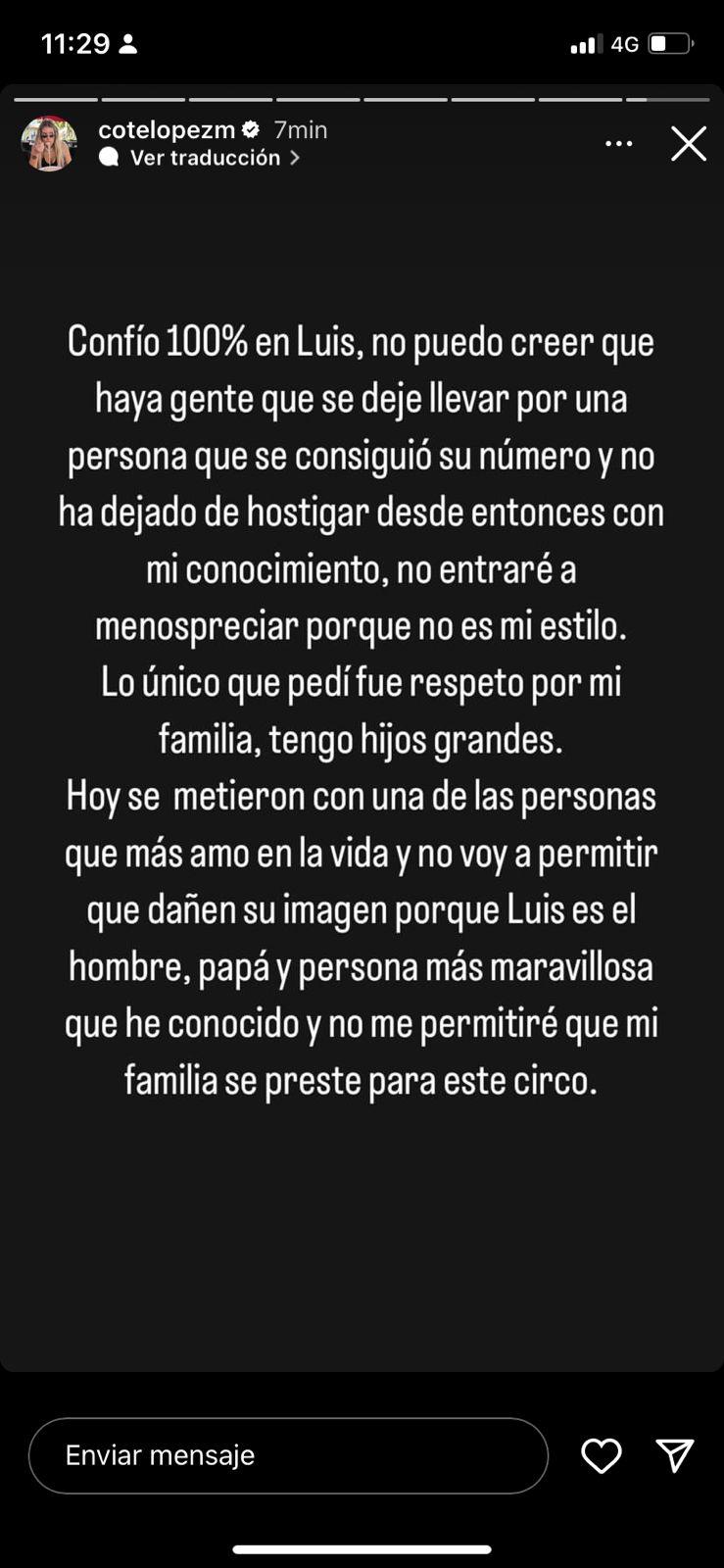 Instagram/cotelopezm - La firme defensa de Coté López a Luis Jiménez tras separación