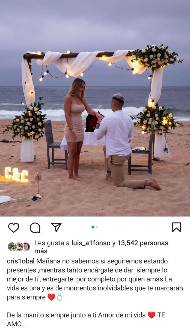 Cristóbal Campos publicó su romántica petición de matrimonio. / Foto: Captura