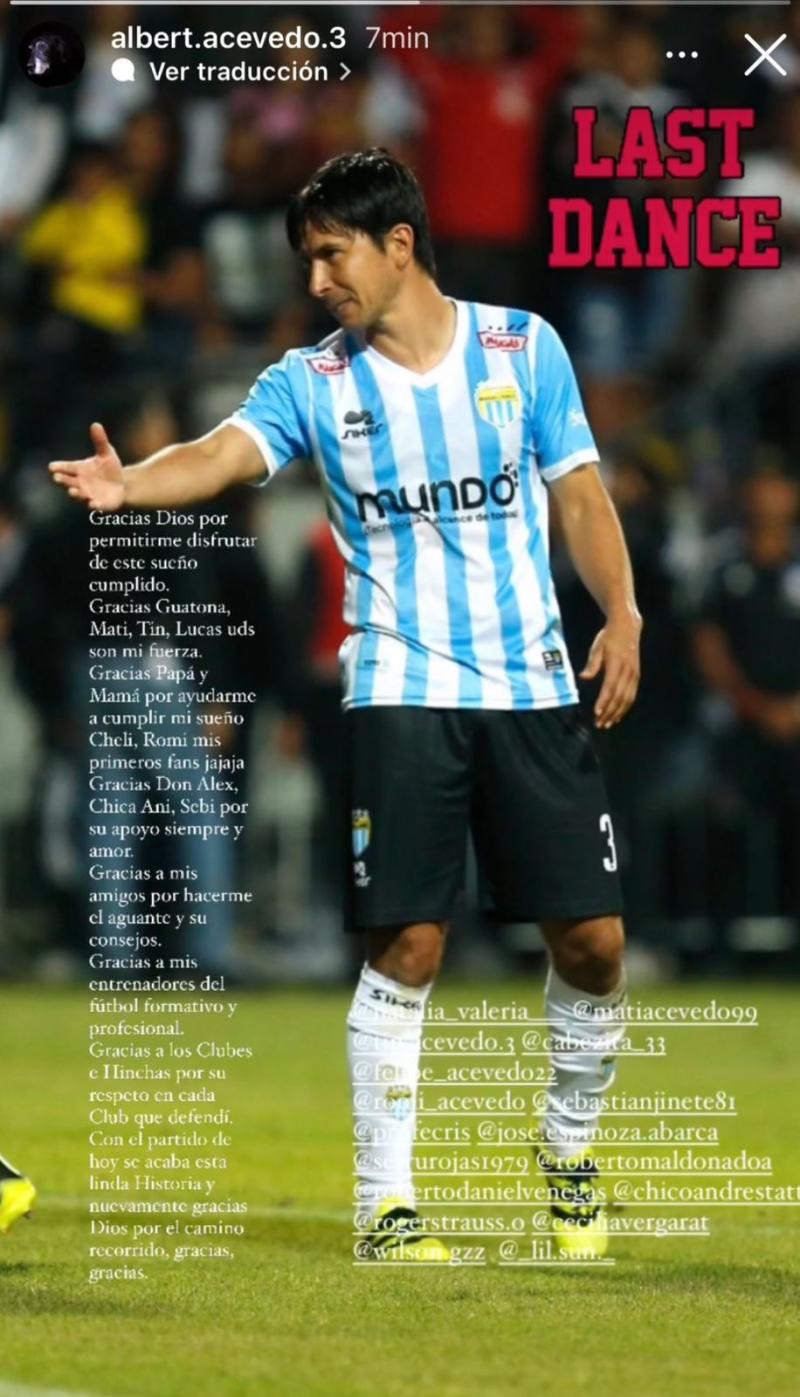 Albert Acevedo comunicó su decisión en redes sociales - Créditos: Instagram