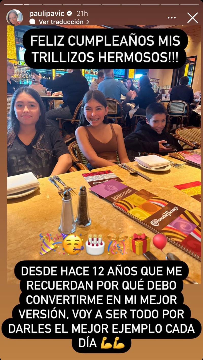Instagram - Paula Pavic saludó a sus trillizos en su cumpleaños