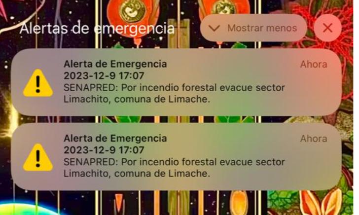 Senapred emite alerta SAE