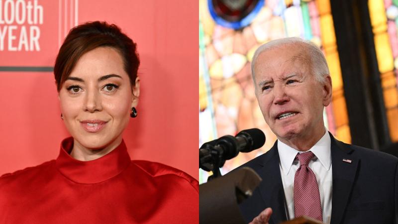 AFP - Aubrey Plaza y Joe Biden