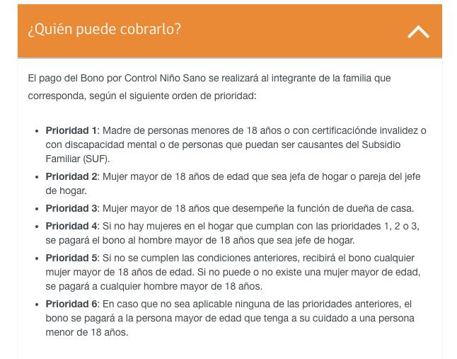¿Quienes puede cobrar el Bono por Control Niño Sano?